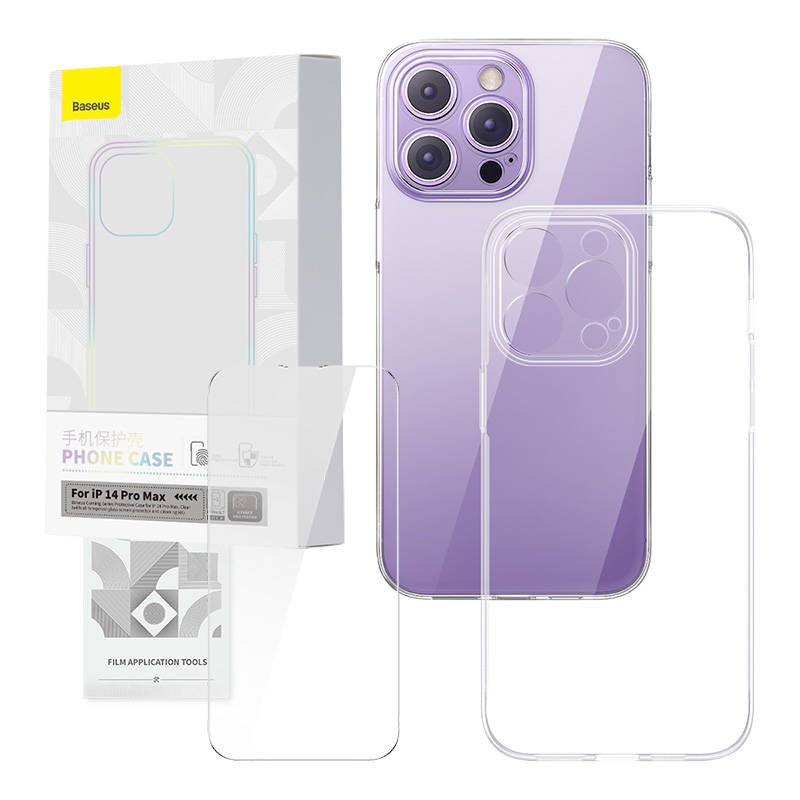 Skaidrus dėklo ir grūdinto stiklo rinkinys Baseus Corning, skirtas iPhone 14 Pro Max