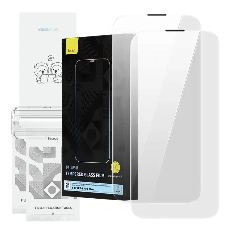 Grūdintas stiklas Baseus Corning, skirtas iPhone 14 Pro su įmontuotu dulkių filtru