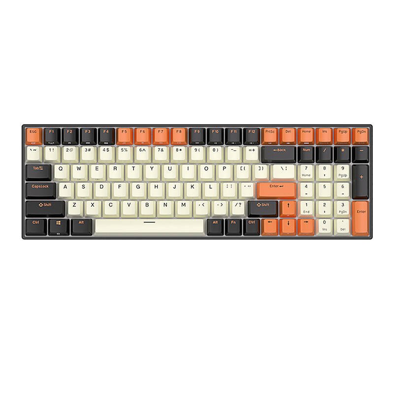 Mechaninė klaviatūra Royal Kludge RK100 RGB, brown switch (juoda-oranžinė)