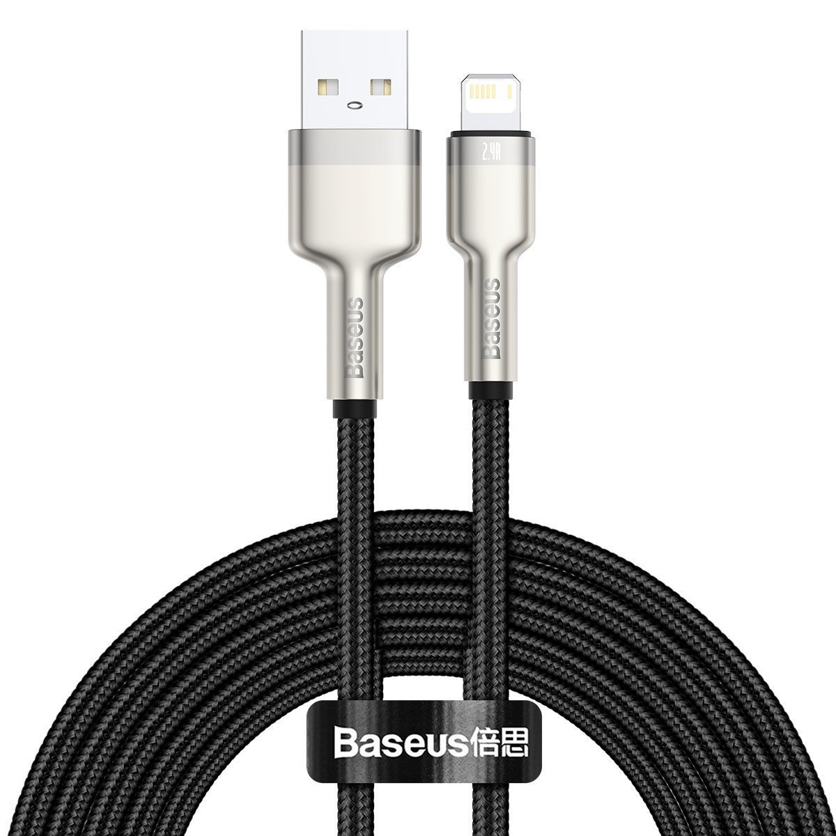 USB laidas Lightning Baseus Cafule, 2,4 A, 2 m (juodas)
