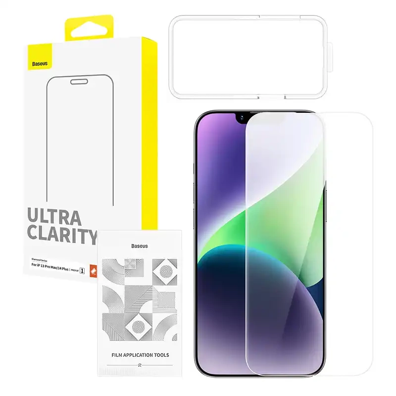 Grūdinto stiklo ekrano apsauga Baseus OS Diamond Series HD, skirta Iphone 13 Pro Max/14 Plus (skaidri)
