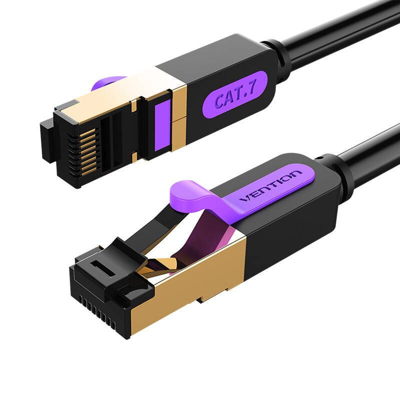 Tinklo kabelis CAT7 SFTP Vention ICDBF RJ45 Ethernet 10Gbps 1m juodas