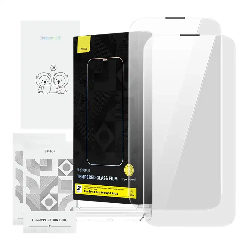Apsauginis stiklas Baseus Corning, skirtas iPhone 13 Pro Max/14 Plus su įmontuotu dulkių filtru