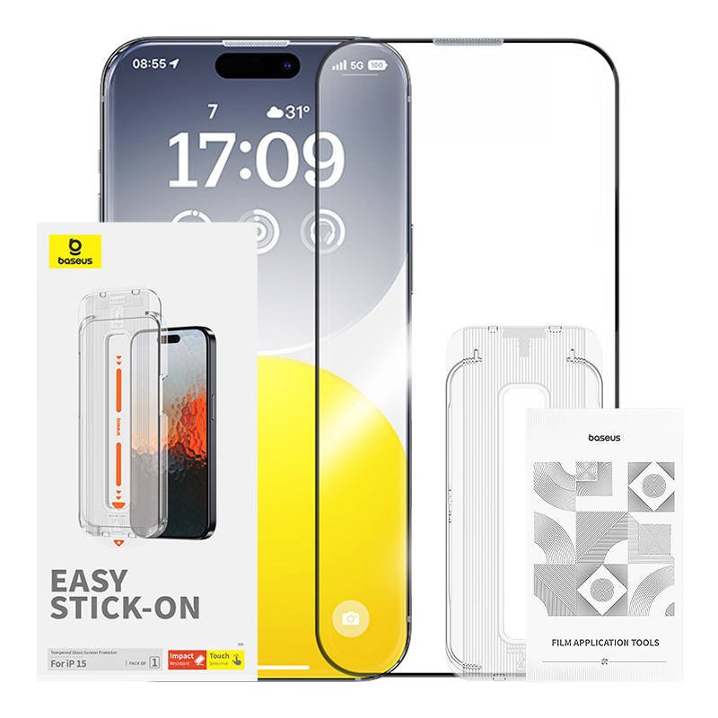 Safyrinis grūdintas stiklas iPhone 15, 0,3 mm, skirtas iPhone 15