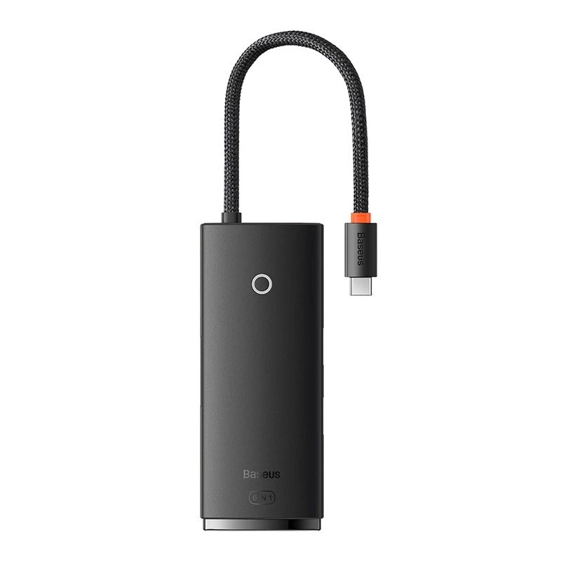 Hub 6w1 Baseus Lite Series USB-C į 2x USB 3.0 + USB-C PD + HDMI + SD/TF (juodas)