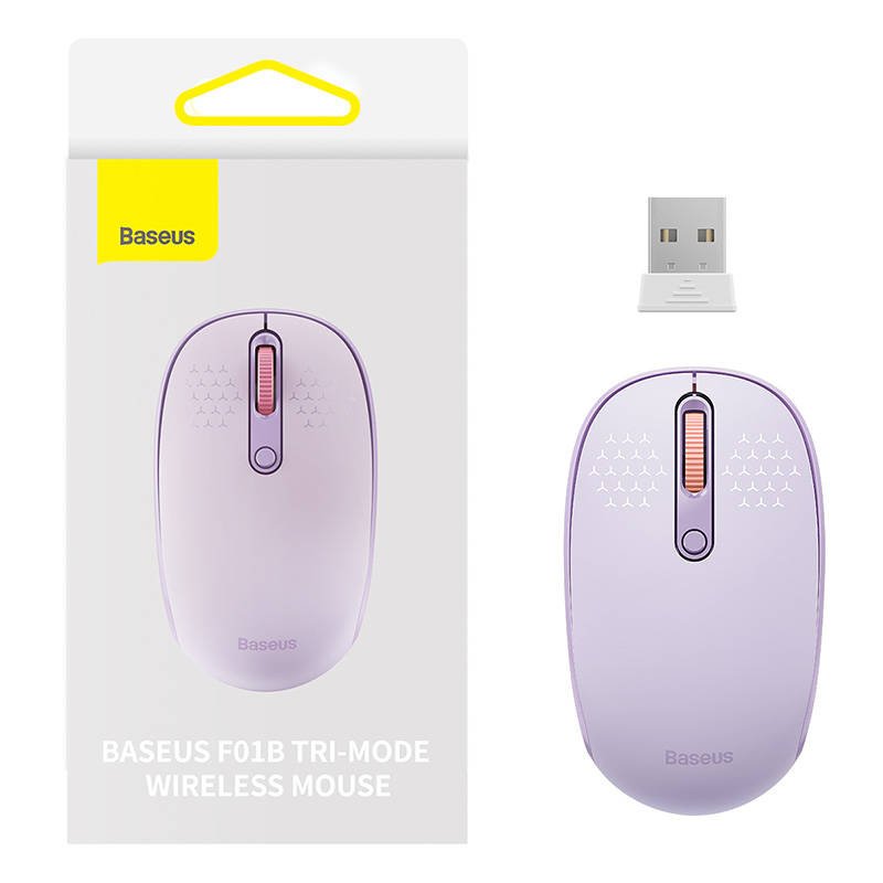 Belaidė pelė Baseus F01B Tri-režimų 2.4G BT 5.0 1600 DPI (violetinė)