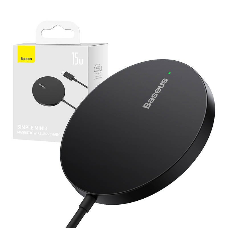 Magnetinis belaidis įkroviklis Baseus Simple Mini3, 15 W (juodas)