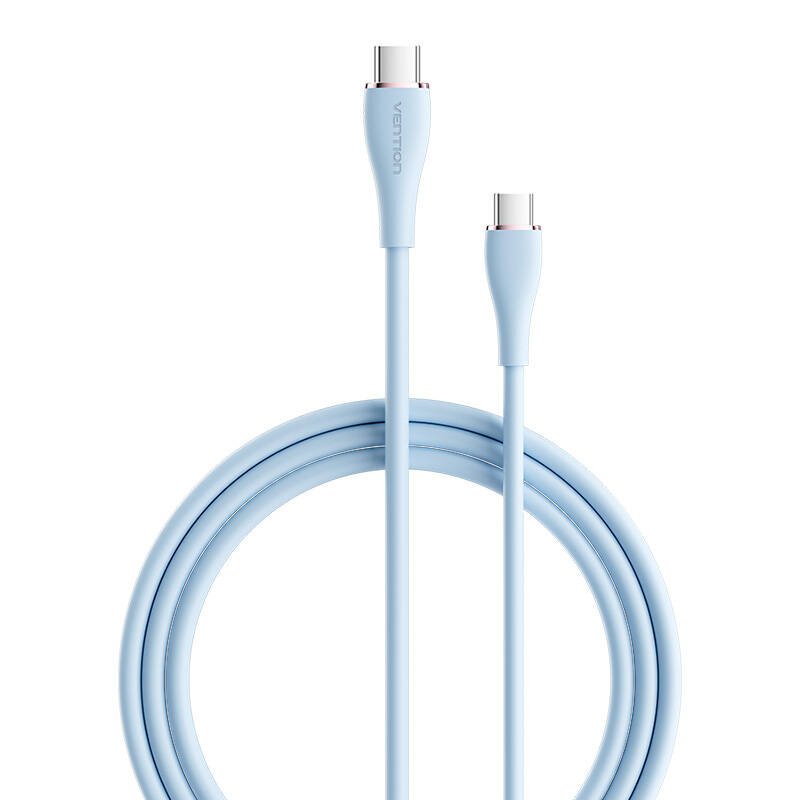 USB-C 2.0 į USB-C kabelis Vention TAWSG 1,5 m, PD 100 W, mėlynas silikoninis