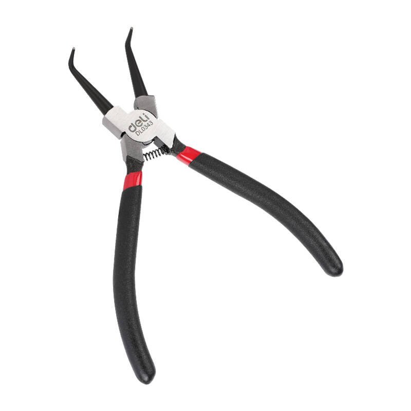 Lenktos vidinių žiedų replės 7” Deli Tools EDL0343 (juodos)