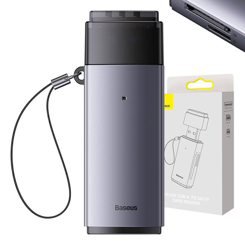 Baseus Lite Series SD/TF atminties kortelės skaitytuvas, USB (pilkas)