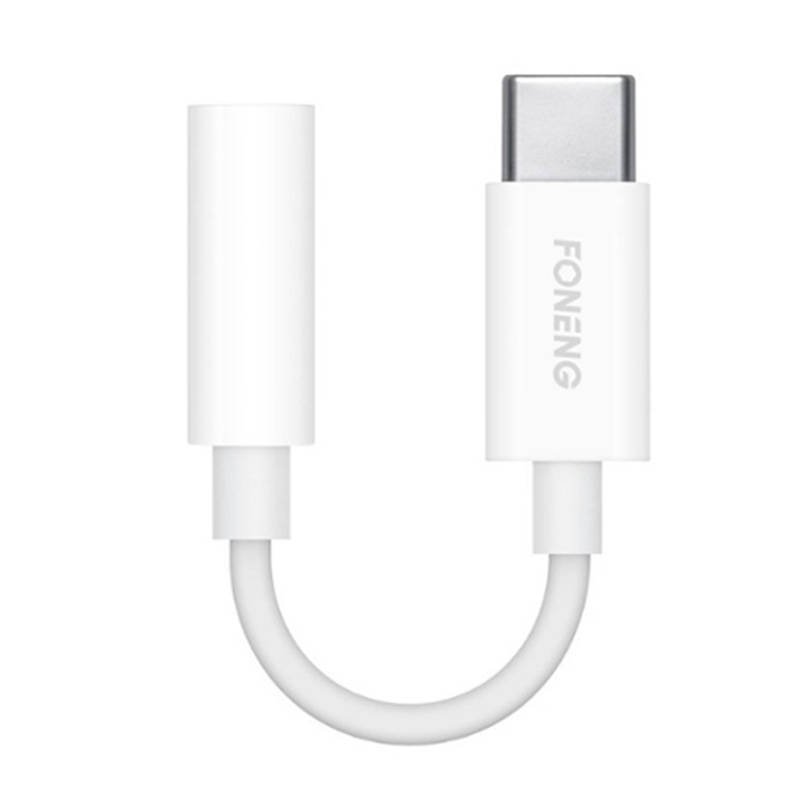 Garso kabelis 3,5 mm jungtis su C tipo USB Foneng BM21 (baltas)