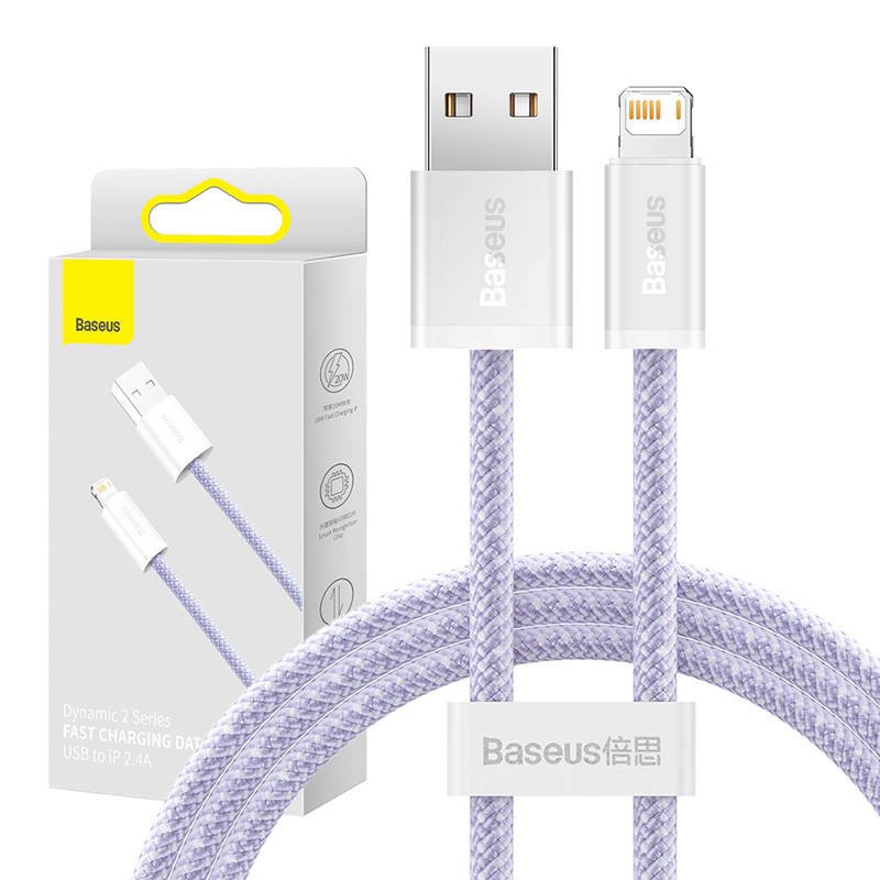 USB laidas Lightning Baseus Dynamic 2 Series, 2,4 A, 1 m (violetinės spalvos)