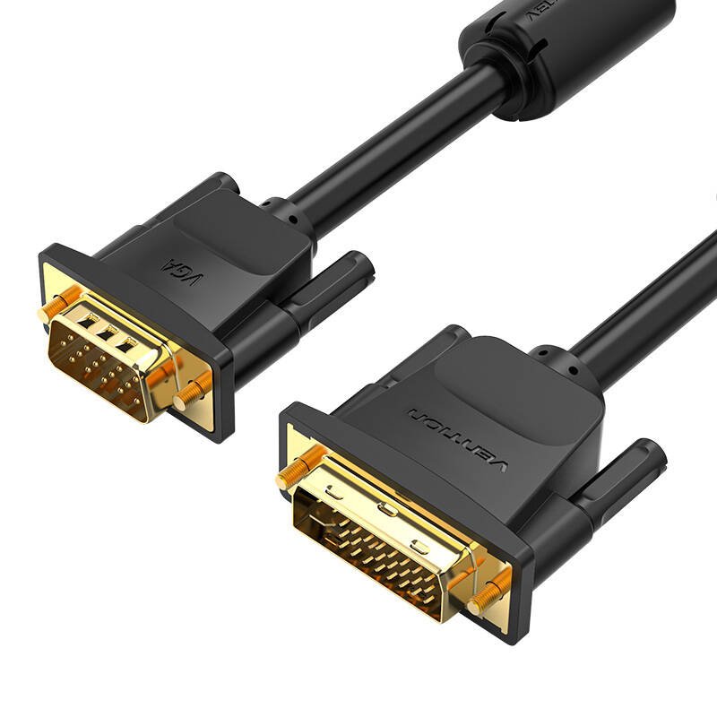 DVI (24+5) į VGA kabelis Vention EACBI 3m, 1080P 60Hz (Juodas)