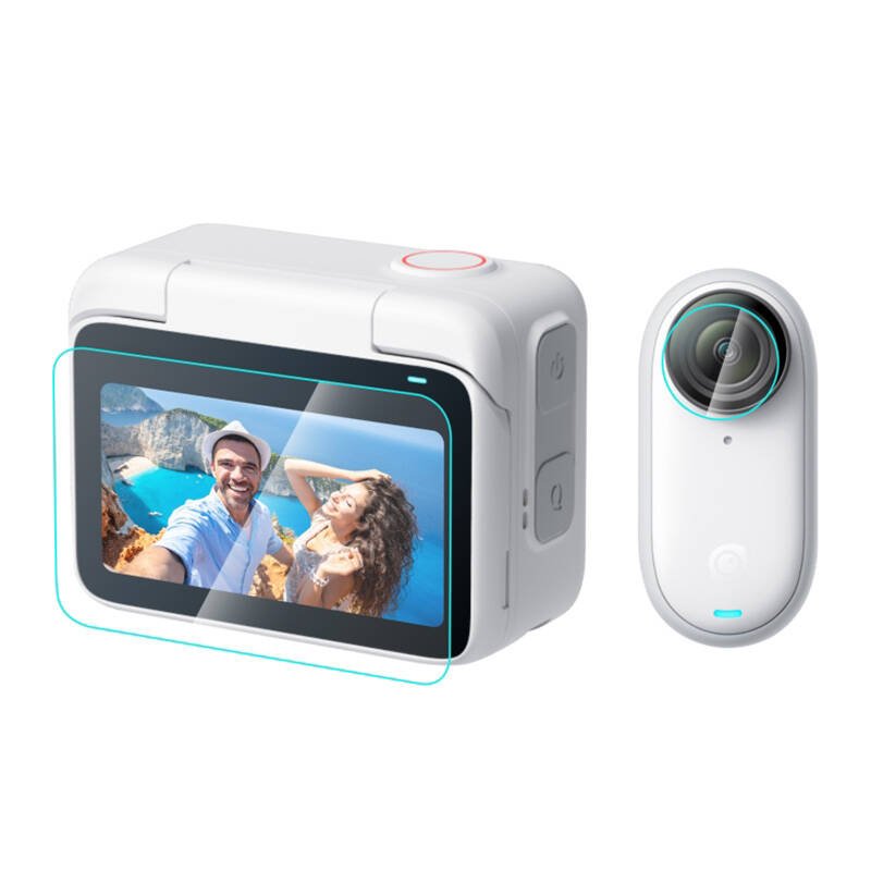 2 in 1 ekrano ir objektyvo grūdinto stiklo plėvelė PULUZ Insta360 GO 3 (skaidri)
