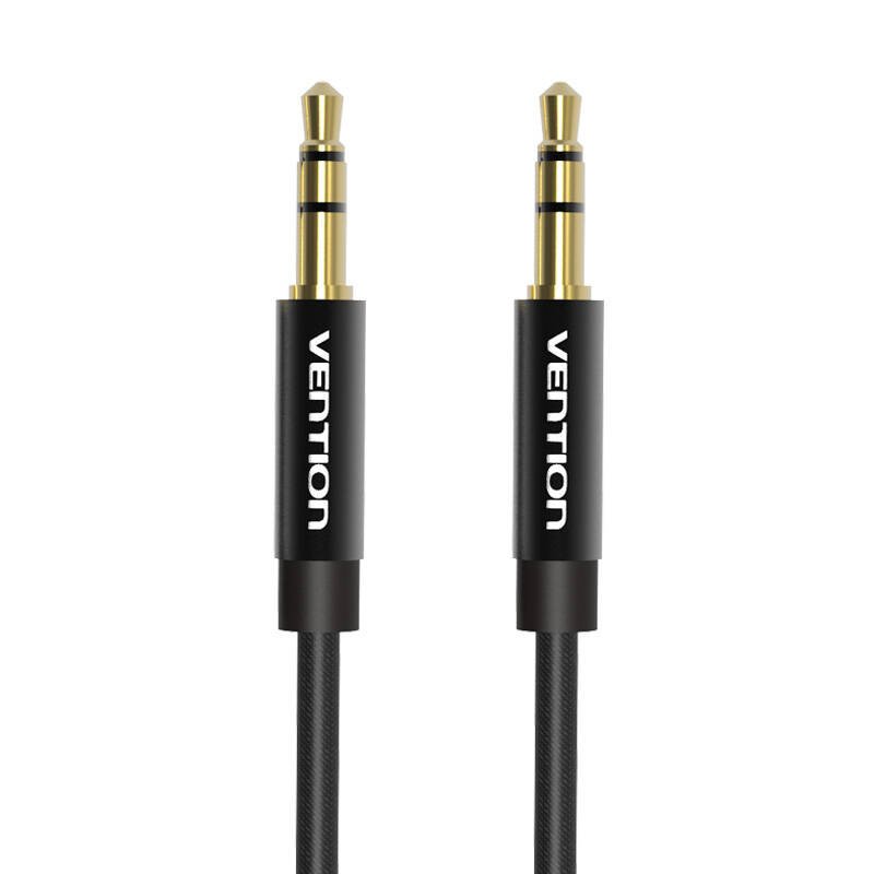 Garso kabelis 3,5 mm Vention BAGBD 0,5 m, juodas, metalinis