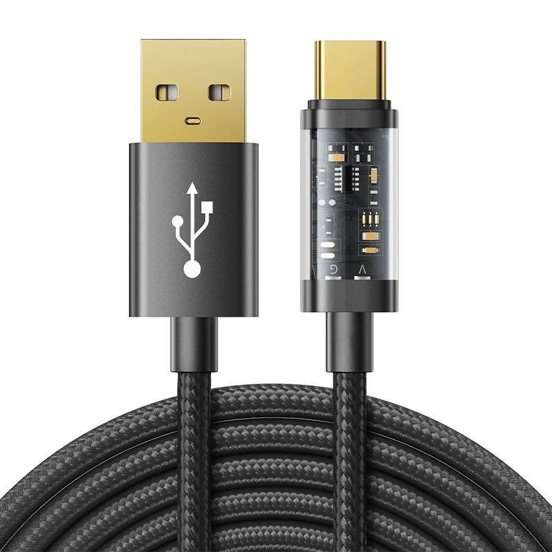 USB ir USB-C kabelis Joyroom S-UC027A12 3A, 1,2 m (juodas)
