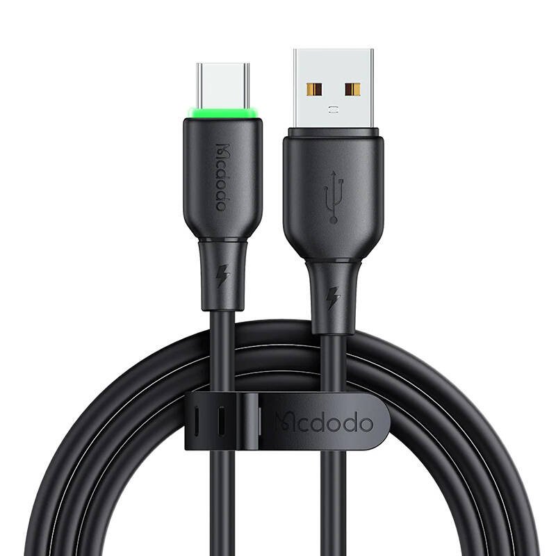 USB į USB-C kabelis Mcdodo CA-4751 su LED lemputėmis 1,2 m (juodas)