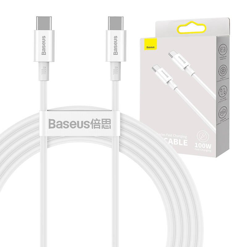 Baseus Superior Series kabelis USB-C į USB-C, 100 W, 2 m (baltas)