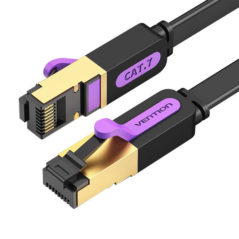 Plokščias tinklo kabelis UTP CAT7 Vention ICABF RJ45 Ethernet 10Gbps 1m juodas