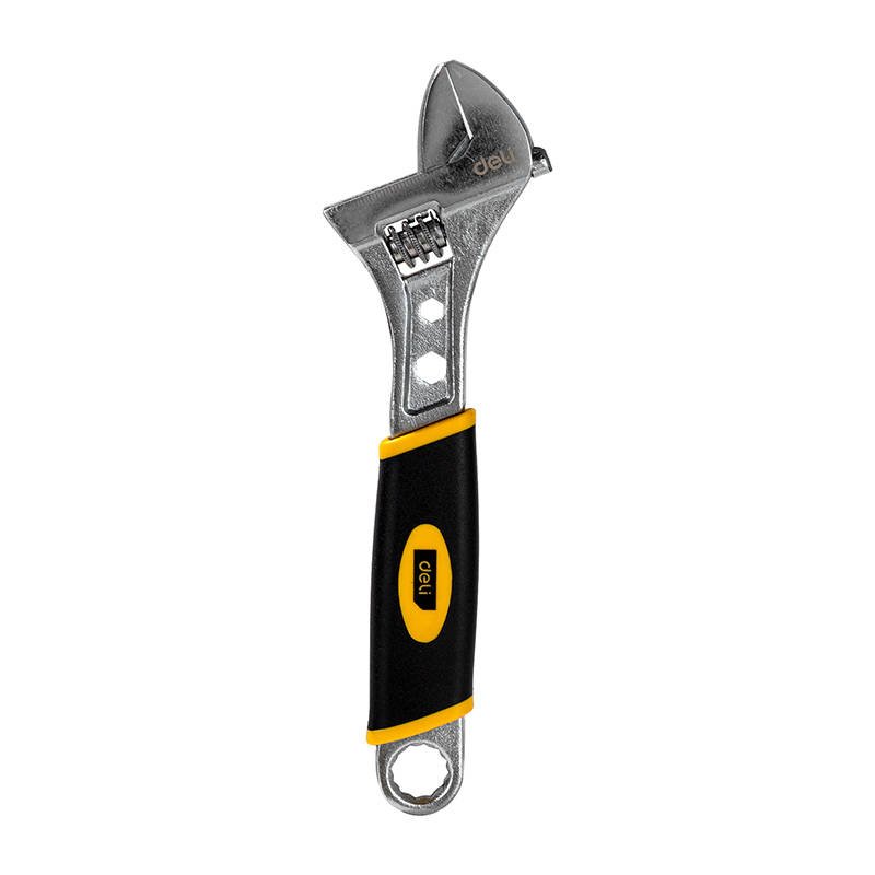 Reguliuojamas raktas su plastikine rankena Deli Tools EDL30108, 8” (sidabrinis)