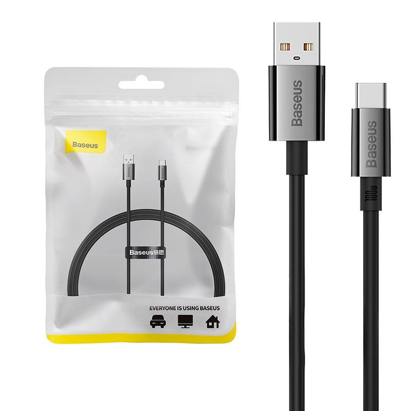 Kabelis USB į USB-C Baseus Superior100W 1 m (juodas)