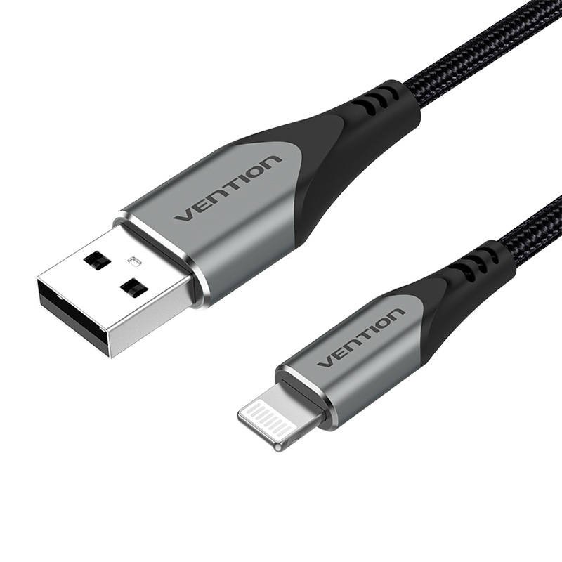 Kabelis iš USB 2.0 į Lightning, Vention LABHF 2.4A 1m (pilkas)