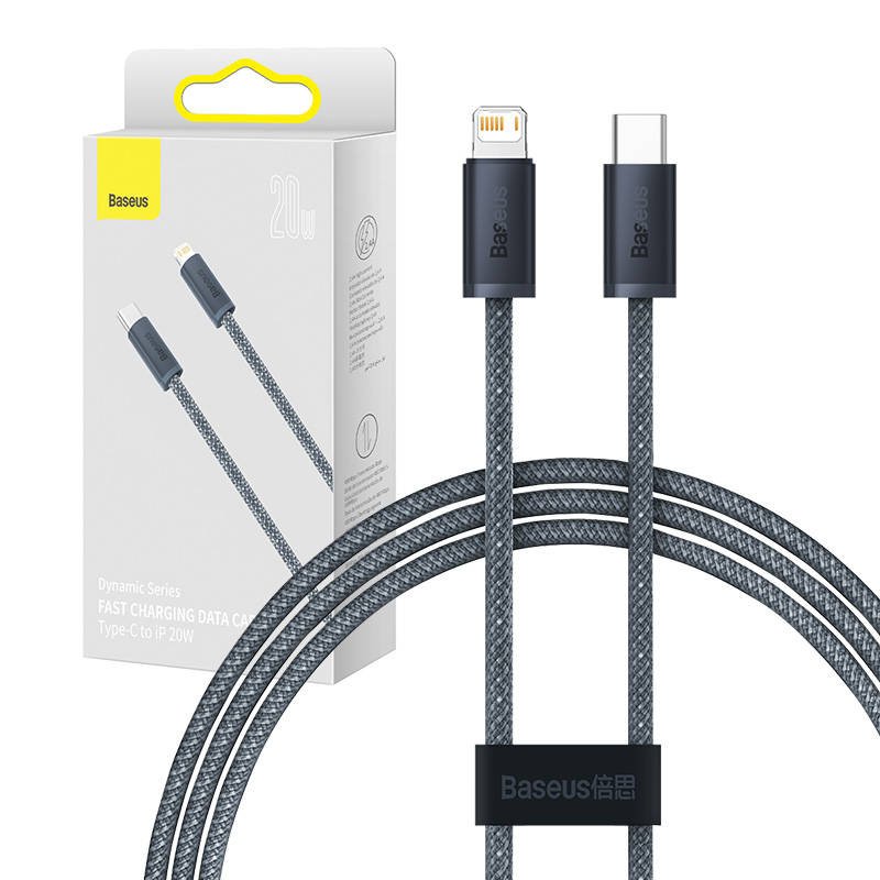 Baseus Dynamic serijos kabelis USB-C į Lightning, 20 W, 1 m (pilkas)