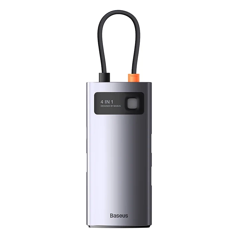 Hub 4in1 Baseus Metal Gleam Series, USB-C į 3x USB 3.0 + Ethernet RJ45