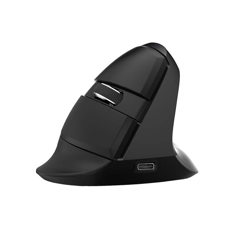 Belaidė vertikali pelė Delux M618Mini BT+2.4G RGB 4000 DPI (pilkai geležinė)
