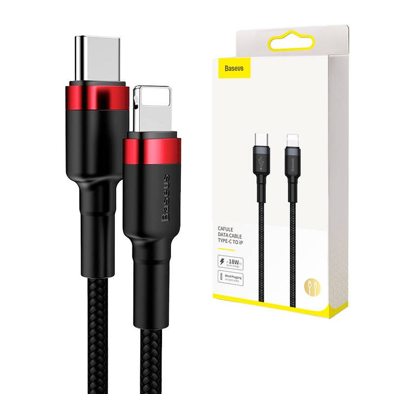 Baseus C tipo C ir iP PD 18W 1 m raudonos+juodos spalvos kabelis