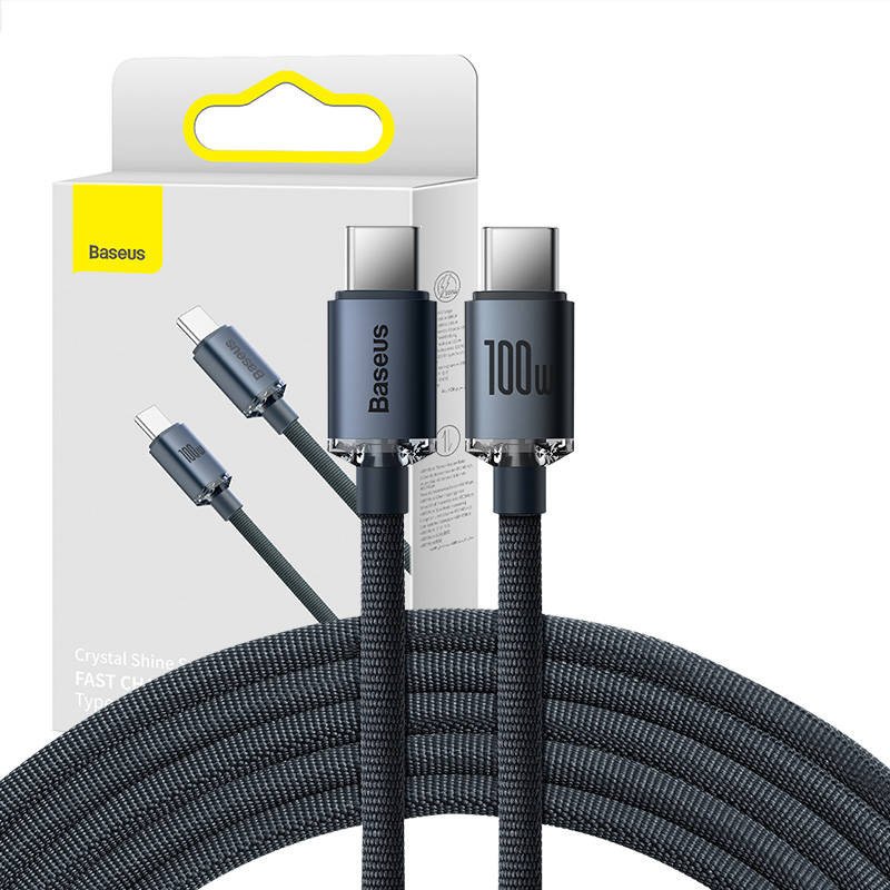 Baseus Crystal Shine kabelis USB-C į USB-C, 100 W, 2 m (juodas)
