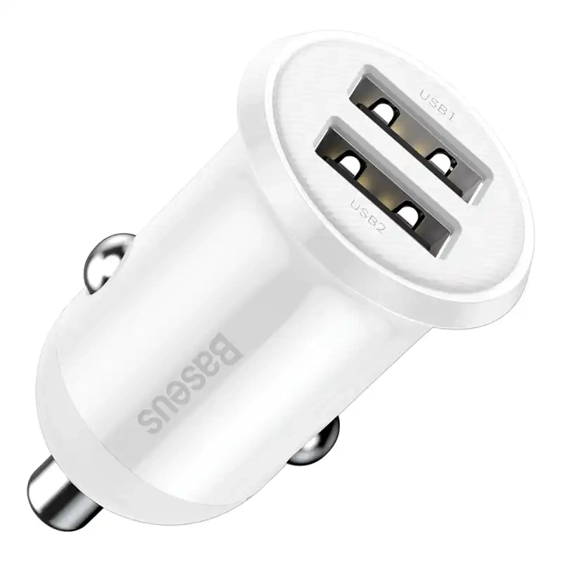 Baseus Grain Pro automobilinis įkroviklis 2x USB 4,8A (baltas)