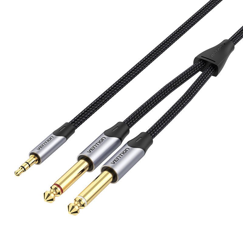 Kabelis garso mini lizdas 3,5 mm į 2x 6,5 mm Vention BARHG 1,5 m (pilkas)