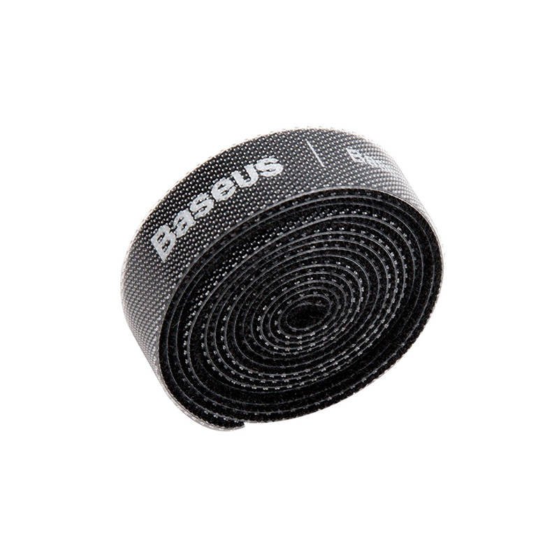 Baseus spalvingi apskritimo formos Velcro dirželiai 1 m juodi