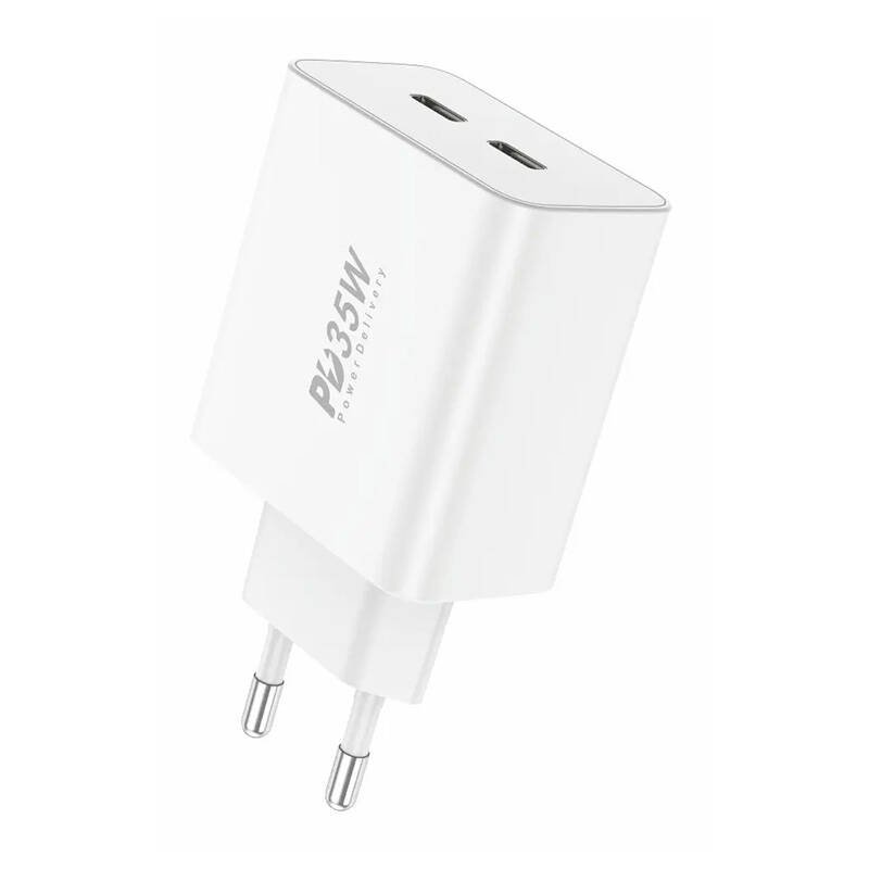 Sieninis įkroviklis Foneng EU50 PD 35W 2x USB-C prievadas (baltas)