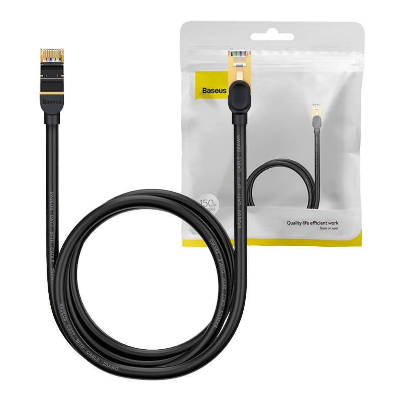 Baseus Ethernet RJ45, 10Gbps, 1.5m tinklo kabelis (juodas)