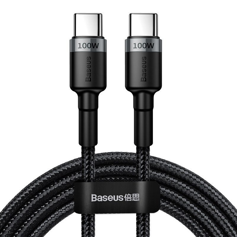 Baseus Cafule PD2.0 100 W greitasis įkrovimas USB C tipo kabeliui (20 V 5 A) 2 m pilka + juoda