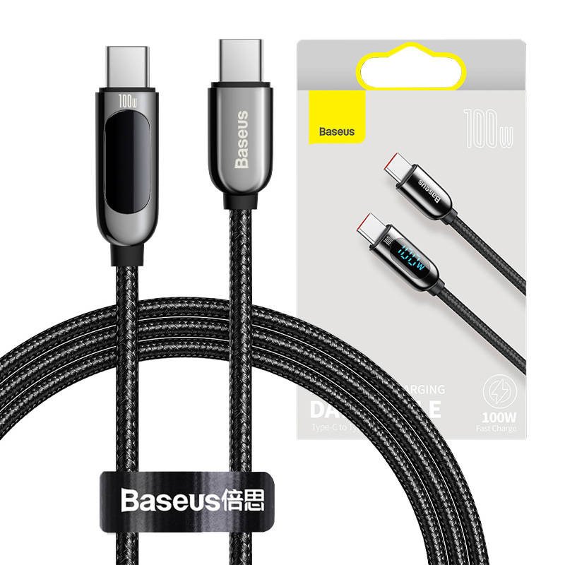 Baseus ekrano kabelis iš USB-C į C tipo 100 W, 1 m (juodas)