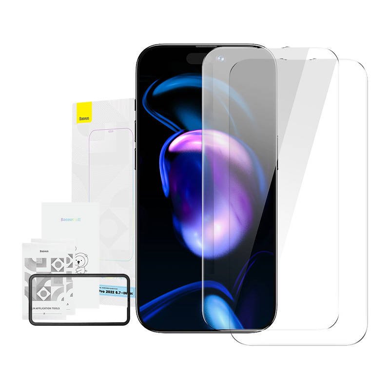 Baseus Crystal 0,3 mm grūdintas stiklas, skirtas iPhone 14 Pro Max (2 vnt.)