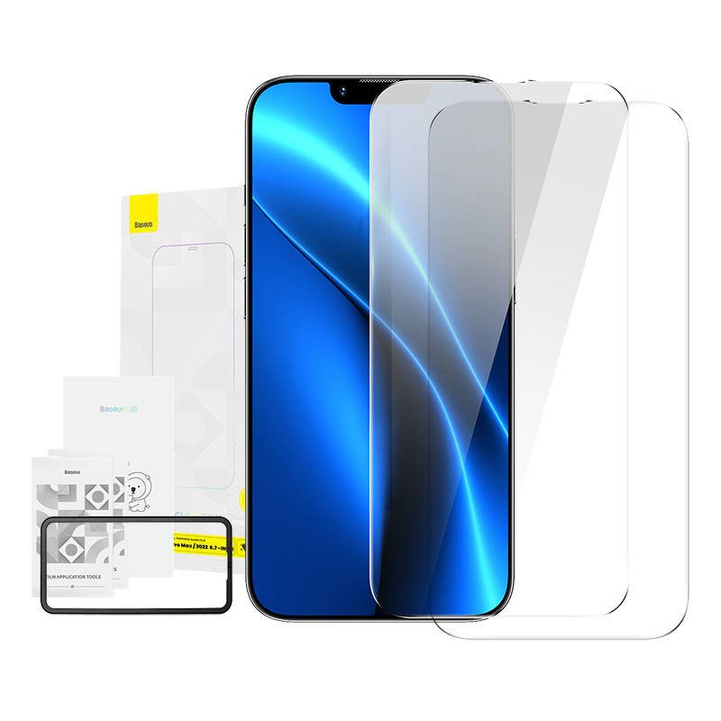 Baseus Crystal 0,3 mm grūdintas stiklas, skirtas iPhone 14 Plus/13 Pro Max (2 vnt.)