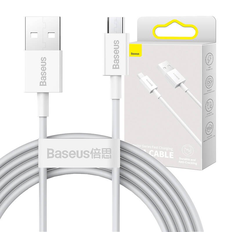Baseus Superior serijos kabelis USB į mikro USB, 2A, 2 m (baltas)