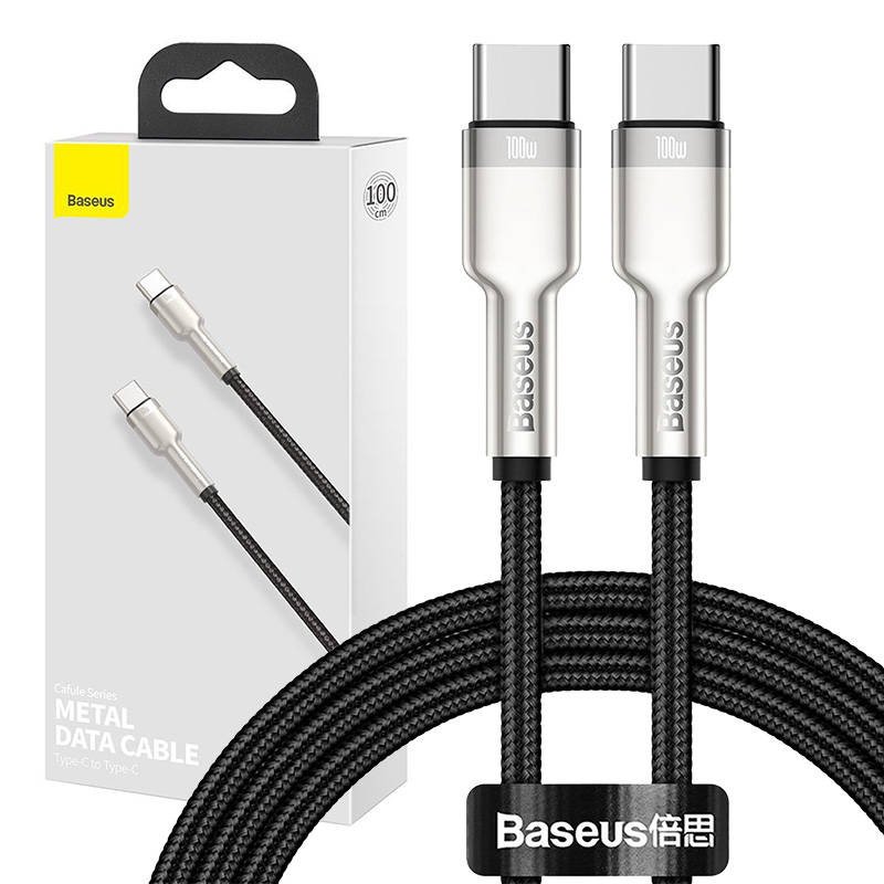 Baseus USB-C į USB-C kabelis Cafule, 100 W, 1 m (juodas)