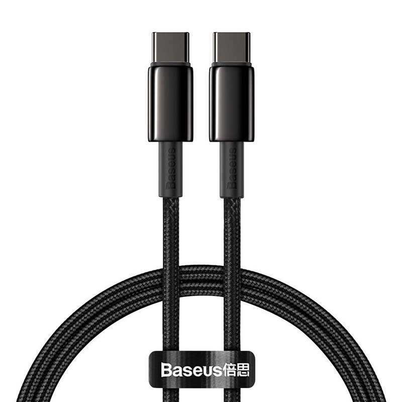 Baseus auksinis volframo kabelis nuo C tipo iki C tipo 100 W 2 m (juodas)