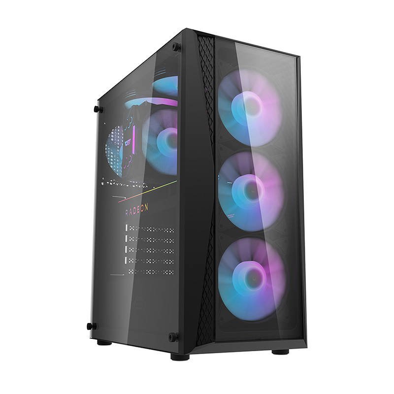 Kompiuterio korpusas Darkflash DK352 Plus (juodas) + 4 RGB ventiliatoriai