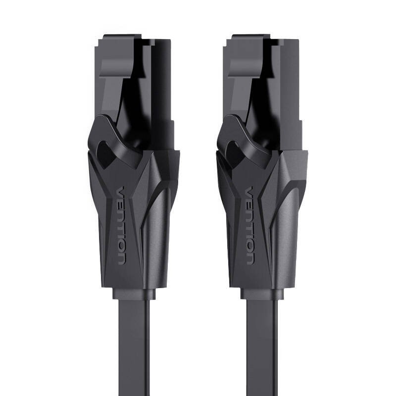 Plokščias tinklo kabelis UTP CAT6 Vention IBABL RJ45 Ethernet 1000Mbps 10m Juodas
