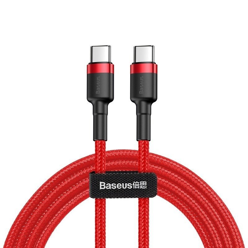 Baseus Cafule PD2.0 60W blykstės įkrovimo USB C tipo kabeliui (20V 3A) 2m Raudona