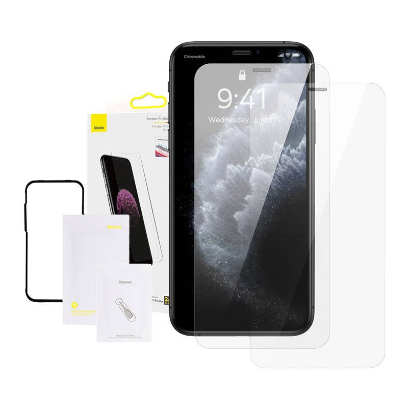 Baseus 0,3 mm viso stiklo grūdinto stiklo plėvelė (2 vnt. pakuotė), skirta iPhone XS Max/11 Pro Max 6,5 colio