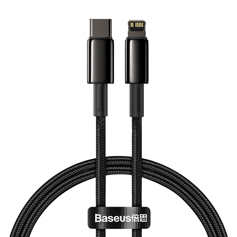 Baseus auksinis volframo kabelis Type-C ir iP PD, 20 W, 1 m (juodas)