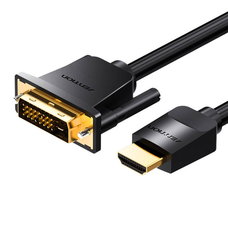 HDMI į DVI (24+1) kabelis Vention ABFBI 3m, 4K 60Hz / 1080P 60Hz (Juodas)