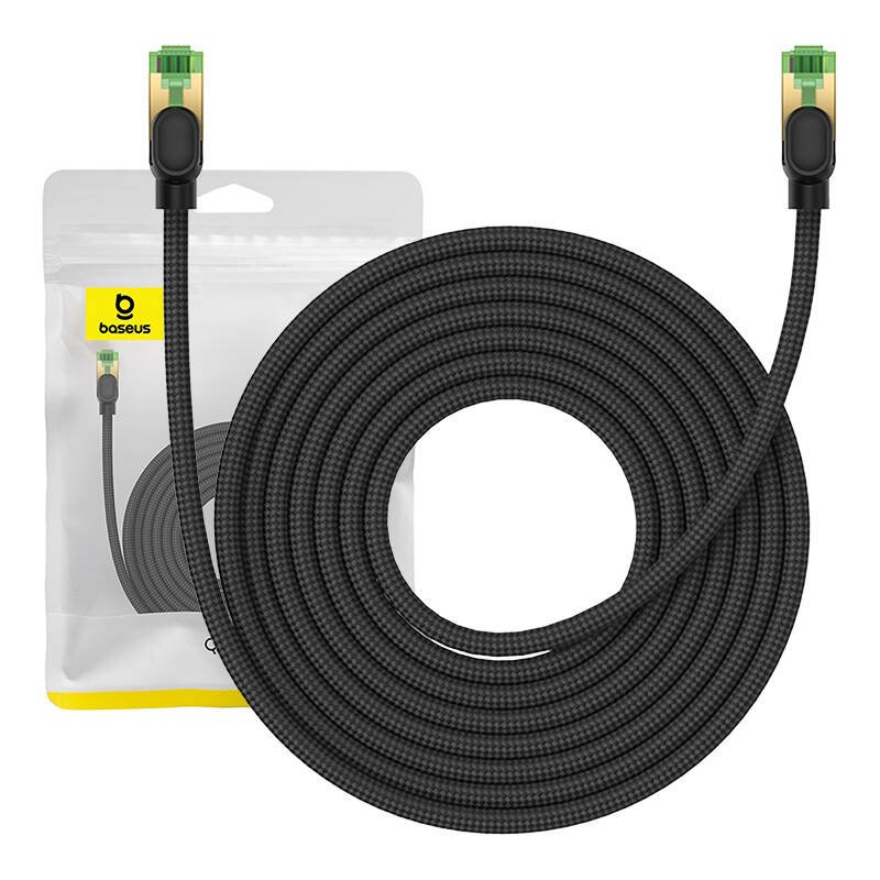 Apsuktas tinklo kabelis Cat.8 Baseus Ethernet RJ45, 40Gbps, 8m (juodas)